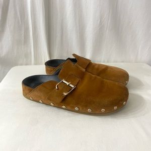 Veronica Beard Fern Studded Suede Clog Slides